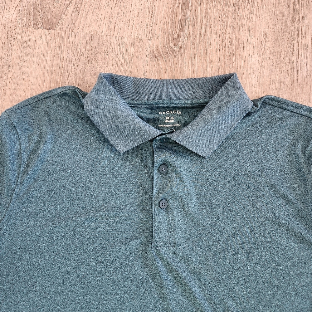 Lot Of 2 George Short Sleeve‎ Polo Golf Shirts Mens Size XL Blue Green Solid - Picture 3 of 12